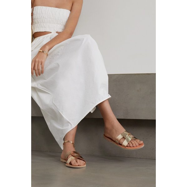 데스모스 컷아웃 메탈릭 가죽 슬라이드 골드 1890828707118177