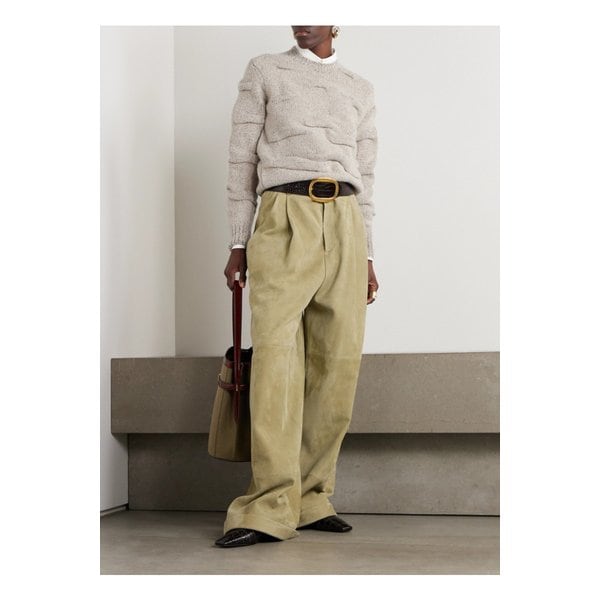 그레이 멜란지 울 개더 니트 스웨터 1647597345903735