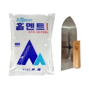 철물팩토리 홈멘트 백색 2kg 1개+흙손세트 간편한 공사 백시멘트