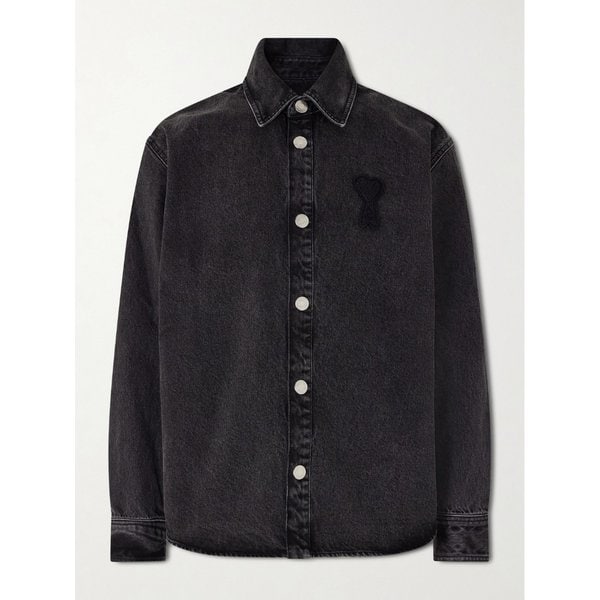 로고 자수 데님 오버셔츠 46376663162992477