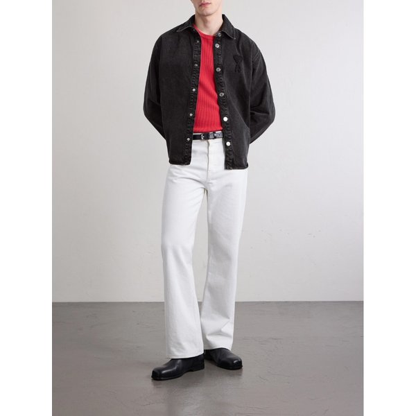 로고 자수 데님 오버셔츠 46376663162992477