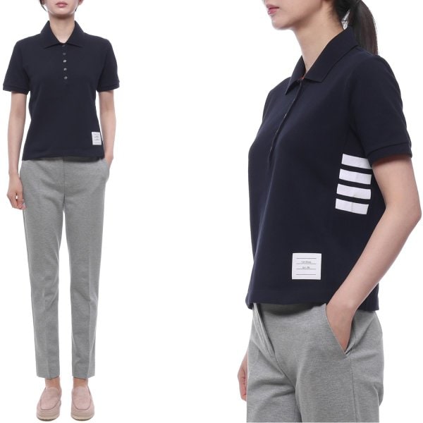 [부산점] 26SS 여성 사선 스트라이프 폴로 반팔티셔츠 (FJP107A 00050 415 26S)