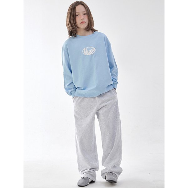 [SET] 포인트로고 + 일자 스웻팬츠 (블루/라이트그레이)