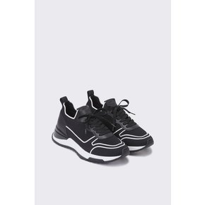 DG4DS24003BWX Leather patch knit sneakers(black&white)