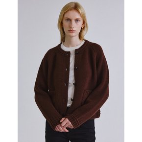 Rib line raglan cardigan_BROWN