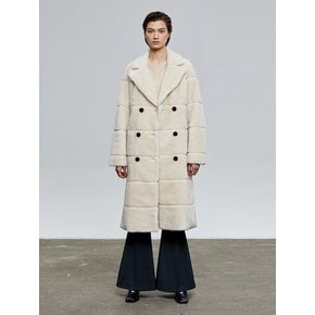 STITCHED DOUBLE SHEARLING COAT (CREAM)