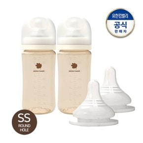 베베그로우 PPSU 젖병 트윈팩 280ml(노꼭지)+젖꼭지 SS 1P x 2...