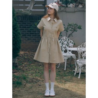 노운베러 Casual roll up shirt mini ops_Beige