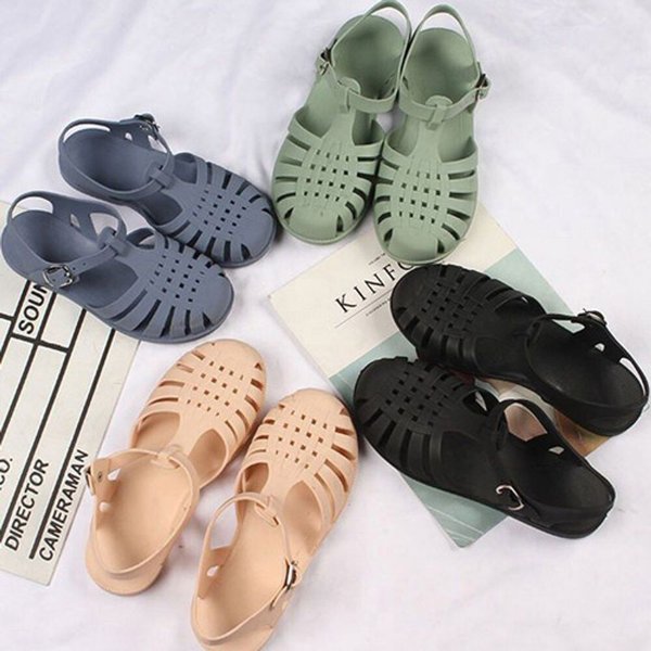 [옷자락] 여자 여름 젤리슈즈 똑딱 스트랩 피셔맨 아쿠아 샌들