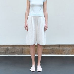 [정상가148,000원] 린넨 원턱 버뮤다 팬츠 화이트