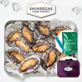 [9/21(월)오전8시 명절전 배송마감] 완도 참전복 횟감 대 22-24마리 2kg(마리당85g내외) (전용손질솔,쌈다시마증정) /신세계보냉가방