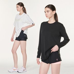 여성 이중 레이어드 보드숏 블랙L_4A865 코랄L_4A866