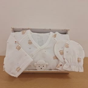 [26년 FW 출산선물]  WH)몽글코코리오셀배내저고리&손싸개세트 (36A70-000-01*36A70-008-01)