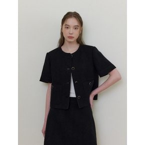 HALF LINEN JACKET - Black