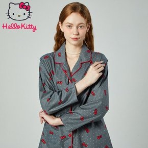 산리오 프리미엄 면 잠옷 리본키티 카라넥 긴소매 세트 긴팔상하세트 HK-4662