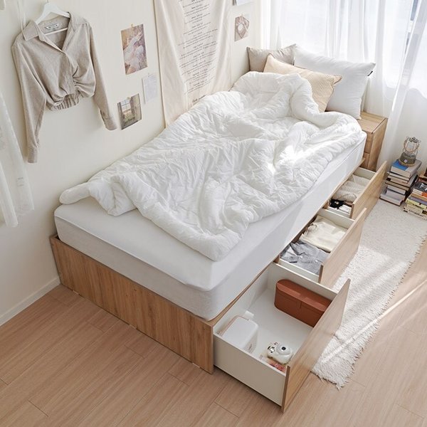 빅수납 낮은헤드 침대 Q(유로탑 25cm 매트리스) TR5243 (수도권무배)