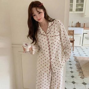 / 벨벳 기모 소재 순면 100  소재 하트 봄 잠옷 파자마