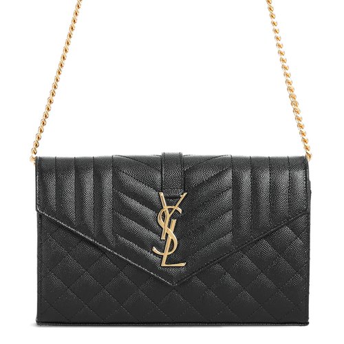 생로랑 YSL 모노그램 로고 쉐브론 레더 스트랩 클러치백 636313