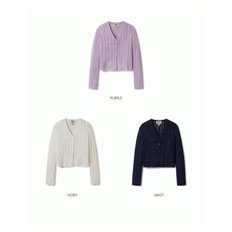 여성 케이블 부클 리본 가디건   Cable Boucle Ribbon Cardigan WHCKE2332F_P355950368