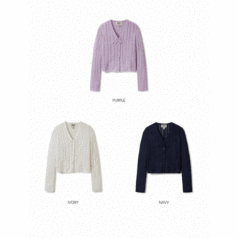 후아유 여성 케이블 부클 리본 가디건   Cable Boucle Ribbon Cardigan WHCKE2332F_P355950368