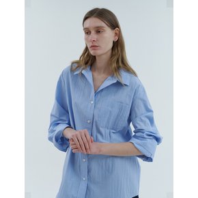 Wide cuffs detail loose shirts [BLUE]