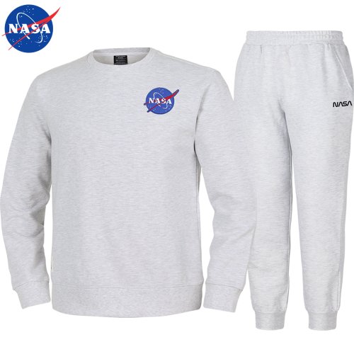 NASA 나사 남녀공용 면 세미 오버핏 와펜 맨투맨+조거팬츠 상하세트 N-253UMW+N-350PMW 빅사이즈