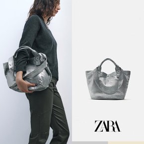 ZARA 자라 메탈릭 패브릭 쇼퍼 토트 숄더 백 2 COLOR