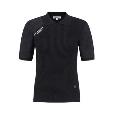 마스터바니 25S/S 신상품 여성 사선 로고 믹스 조직 반팔 니트(421E2SR404)