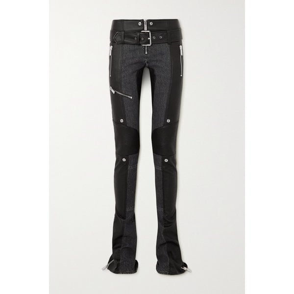 벨티드 가죽 데님 플레어 팬츠 1647597303697675