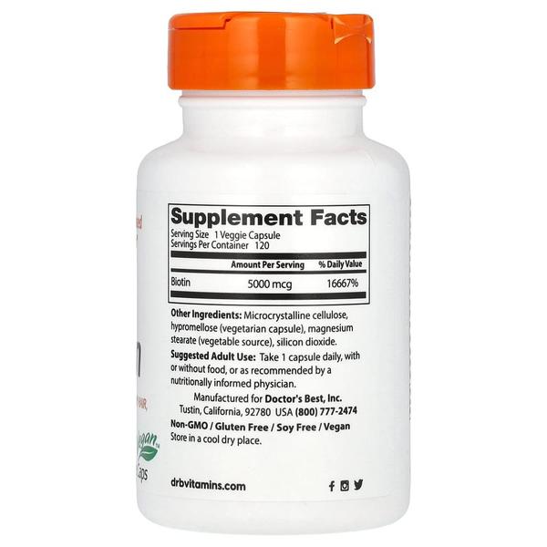 해외배송 Doctor`s Best 닥터스베스트 비오틴 5000mcg 120정