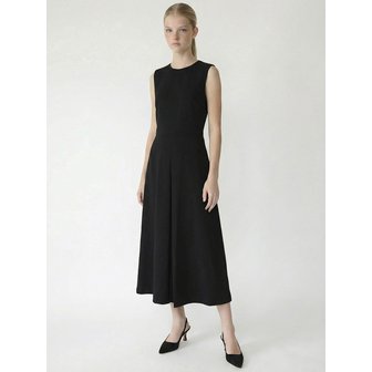 스테이위드미 슬리브리스 플레어 미디 드레스_BLACK