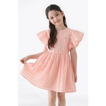 타미힐피거키즈 25년 S/S       T42F1RDR800GT1       프릴 코튼 원피스 (화이트, 코랄 아이스, 옐로우)