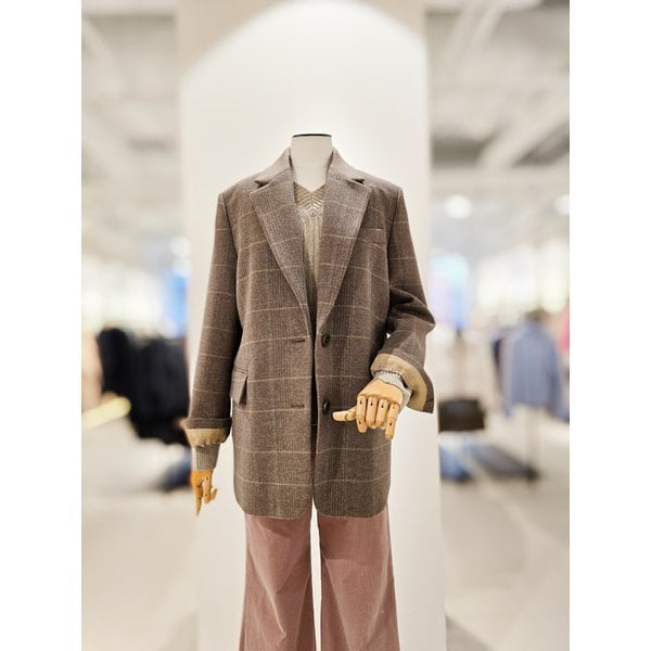 [파주점] [더아이잗컬렉션]울 캐시미어 체크 하프 코트 CRBA0CTK21