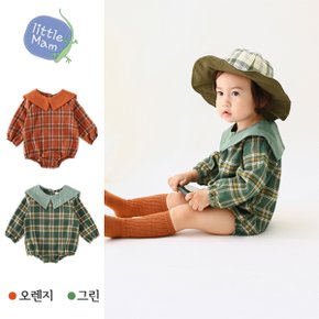 SALE 유아 아기 앤프 체크카라 긴팔 바디슈트