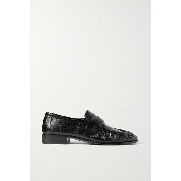 블랙 글로스 가죽 주름 디테일 일 로퍼 42247633208888453