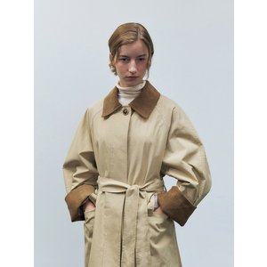 모한 RTF CORDUROY COLLAR HALF TRENCH COAT_2COLORS