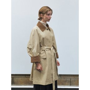 RTF CORDUROY COLLAR HALF TRENCH COAT_2COLORS