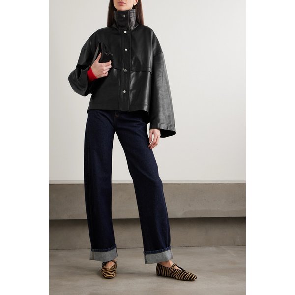 누어 해무어 파크 오버사이즈 텍스처 가죽 재킷 46376663163049493