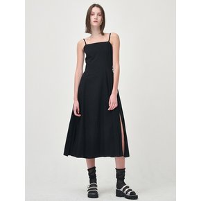 Slip Line Button Detail Dress, Black