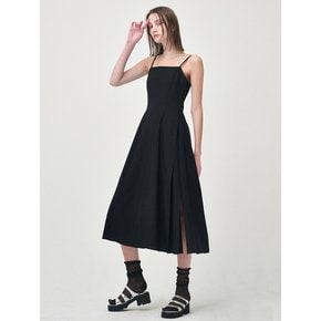 Slip Line Button Detail Dress, Black