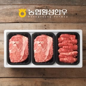 [냉장/1+][농협횡성한우]실속로스구이5호 (등심x2/갈비살or업진살) / 1.2kg