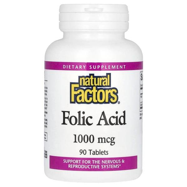 미국직구 Natural Factors 네추럴팩터스 엽산 폴릭 액시드 1000mcg 90정
