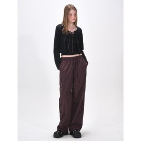 Fleece Lining Winter Cargo Pants, Wine Brown