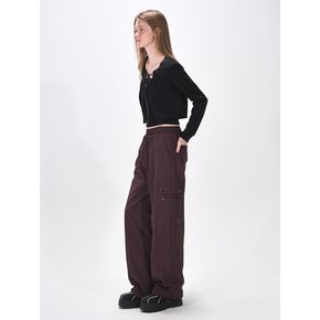 Fleece Lining Winter Cargo Pants, Wine Brown