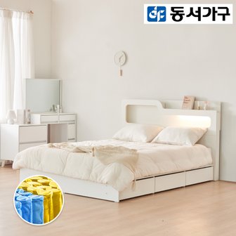 동서가구 소프 인싸 LED 3서랍 Q침대+9존 독립매트리스 DF923809