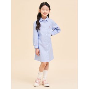 *시즌오프30%*[BEANPOLE KIDS] 옥스포드 신학기 셔츠형 원피스 헤어 세트  스카이 블루