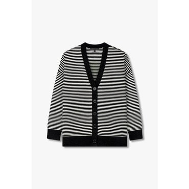 ARMANI EXCHANGE AX 여성 스트라이프 브이넥 니트 가디건- 블랙(A424332502)