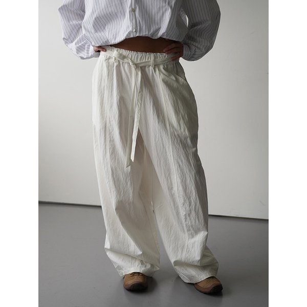 [허리밴딩/편한/봄신상]스트랩 웨이스트 와이드 코튼 팬츠 2colors