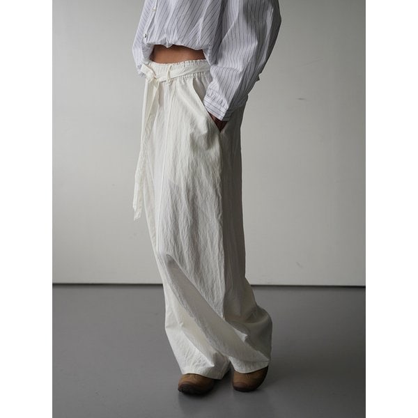 [허리밴딩/편한/봄신상]스트랩 웨이스트 와이드 코튼 팬츠 2colors