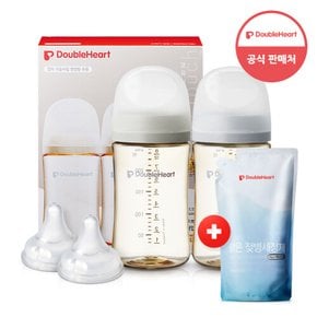 모먼트 240ml 트윈팩+3세대 젖꼭지(2입) (+액상형 젖병세정제 증정)